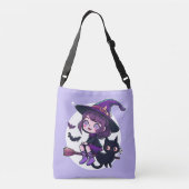 Kute heks met een zwarte kattenbak | crossbody tas (Achterkant)