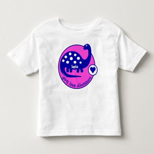 Kute  helderroze dinosaur voor meisjes kinder shirts (Voorkant)
