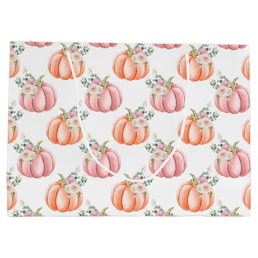 Kute Herfst Zacht Roze en Oranje pompoen Groot Cadeauzakje (Achterkant)