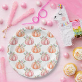 Kute Herfst Zacht Roze en Oranje pompoen Papieren Bordje (Feest)