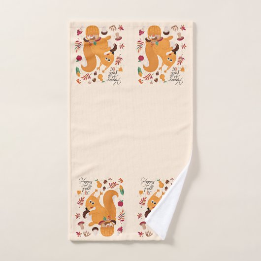Kute herfsteekhoorn met aangepaste tekst bad handdoek (Handdoek)