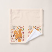 Kute herfsteekhoorn met aangepaste tekst bad handdoek (Wasdoekje)