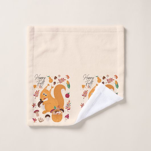Kute herfsteekhoorn met aangepaste tekst bad handdoek (Wasdoekje)