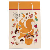 Kute herfsteekhoorn met aangepaste tekst medium cadeauzakje (Achterkant)