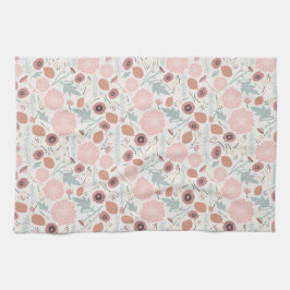 Kute Herhaal Floral Pink Cream Botanische Afdruk Theedoek