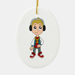 Kute hip hop kind cartoon ornament