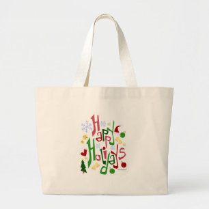 Kute Holiday Kerstslogan Grote Tote Bag