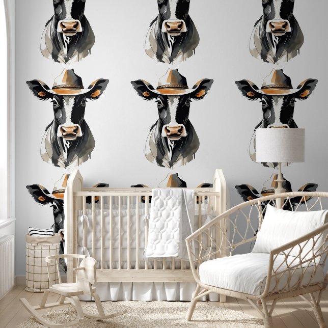 Kute Holstein Koe Western Cowboy Thema Behang (Kinderen)