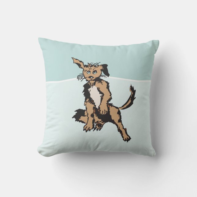 Kute hond met blauwe papaver-ogen kussen (Voorkant)