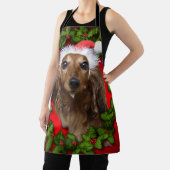 Kute hond met het rode pet van de kerstman en de t schort (Insitu)