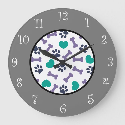 Kute honden en Botten thema wandsluiting Grote Klok (Voorkant)