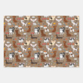 Kute honden- en poetskogels Reeks papier van 3 Inpakpapier Vel (Voorkant)