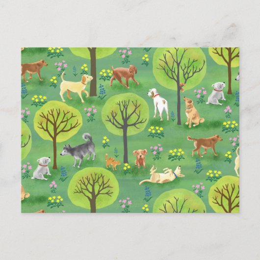 Kute honden in het Briefkaart van het Dog Park (Voorkant)