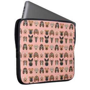 Kute honden op roze laptop sleeve