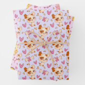 Kute honden Varkens Kippen Papier set van 3 Inpakpapier Vel (In situ)