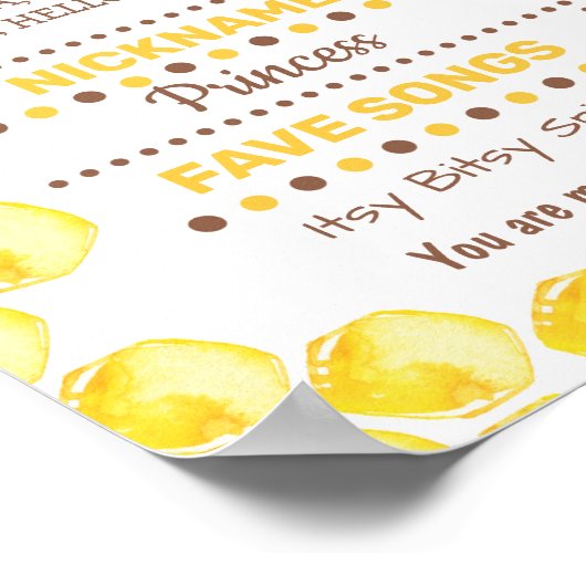 Kute Honey Bee 1e verjaardag Stats Milestone Poster (Hoek)