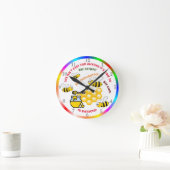 Kute Honey Bee, leuk design motivatie slogan Ronde Klok (Huis)