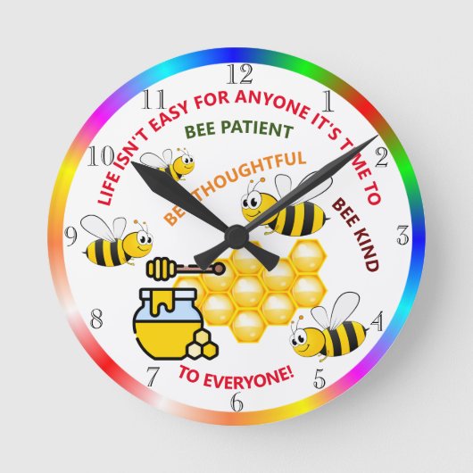 Kute Honey Bee, leuk design motivatie slogan Ronde Klok (Voorkant)