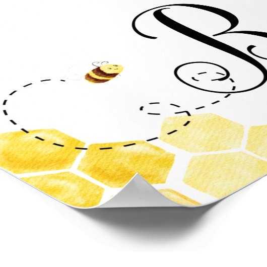 Kute Honey Bees First 1st Birthday Welcome Sign Poster (Hoek)