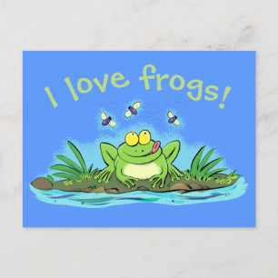 Kute hongkikker met vliegende cartoon briefkaart