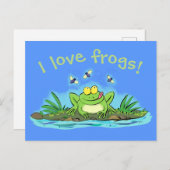 Kute hongkikker met vliegende cartoon briefkaart (Voorkant / Achterkant)