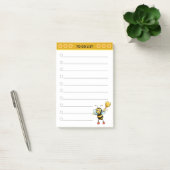 Kute honingbij op wit post-it® notes (Kantoor)