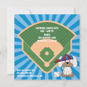 Kute honkbal puppy Dog 1e verjaardag Kaart (Achterkant)