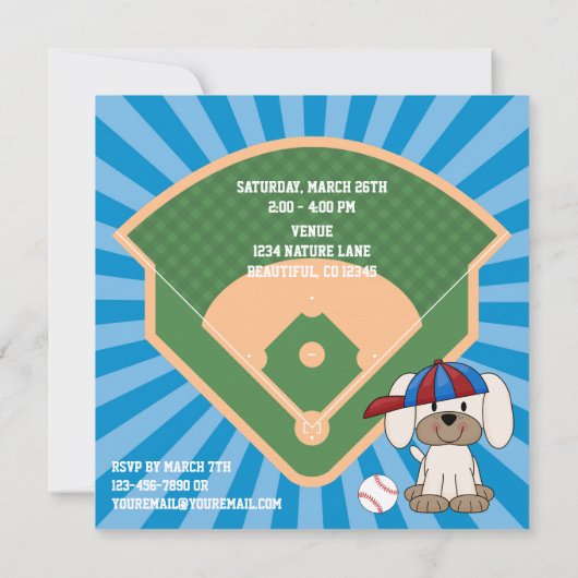 Kute honkbal puppy Dog 1e verjaardag Kaart (Achterkant)