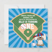 Kute honkbal puppy Dog 1e verjaardag Kaart (Voorkant)