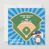 Kute honkbal puppy Dog 1e verjaardag Kaart (Achterkant)