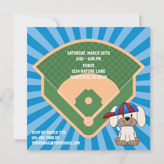 Kute honkbal puppy Dog 1e verjaardag Kaart (Achterkant)