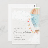 Kute Hot Air Ballon Clouds Stars We hebben verhuis Briefkaart (Voorkant / Achterkant)