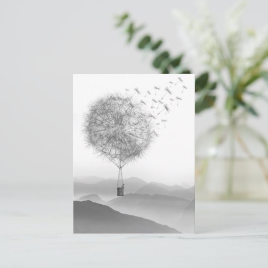 Kute Hot Air Ballon Dandelion Seeds Baling Briefkaart (Staand voorkant)