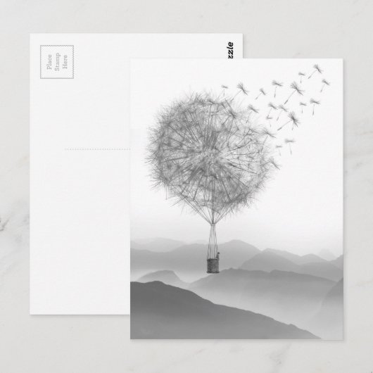 Kute Hot Air Ballon Dandelion Seeds Baling Briefkaart (Voorkant / Achterkant)