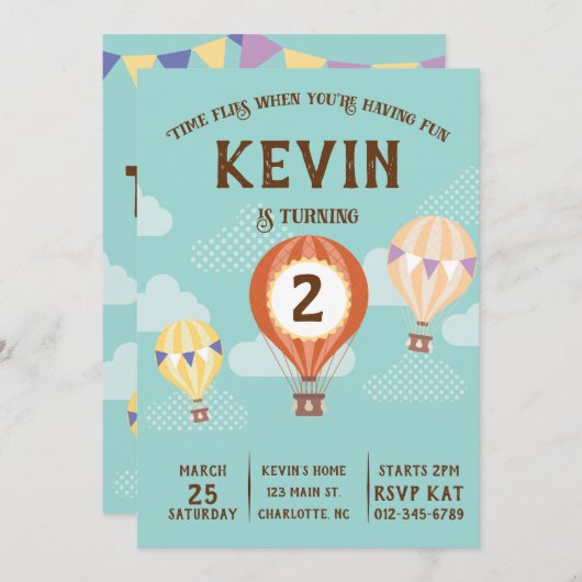 Kute Hot-Air ballon, zaterdag. Kaart (Voorkant / Achterkant)