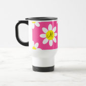 Kute Hot Pink en White Floral Custom Initialen Reisbeker (Links)