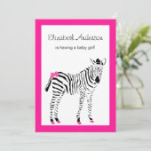 Kute hot-roze en zwart Zebra-wit Baby shower Kaart (Staand voorkant)