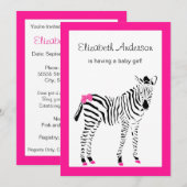 Kute hot-roze en zwart Zebra-wit Baby shower Kaart (Voorkant / Achterkant)