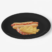 Kute hotdogs en friet papieren bordje (Gekanteld)