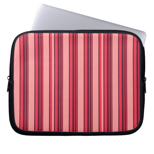 Kute hotroze strepen laptop sleeve (Voorkant)