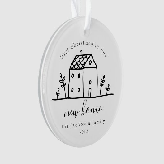 Kute House Doodle Eerste Kerstmis in New Home Ornament (voorkant)
