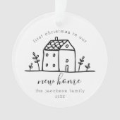 Kute House Doodle Eerste Kerstmis in New Home Ornament (voorkant)