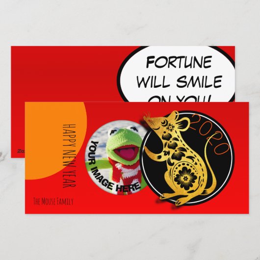 Kute Humoureuze Rat Paper 2020 RHGC Feestdagenkaart (Voorkant / Achterkant)