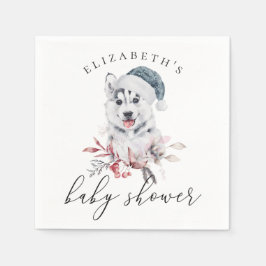 Kute husky dog. Baby shower winterjongen Servet