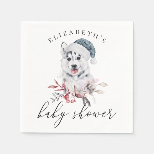 Kute husky dog. Baby shower winterjongen Servet (Voorkant)