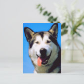 Kute husky dog kleurenfoto briefkaart (Staand voorkant)