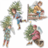Kute ijsSkating Angels met kerstbomen Sticker (Voorkant)