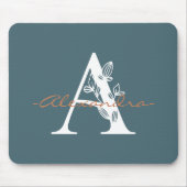 Kute initiaal en naam kleur turquoise muismat (Voorkant)