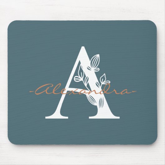 Kute initiaal en naam  kleur turquoise muismat (Voorkant)