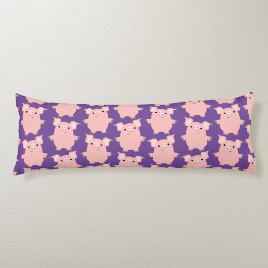 Kute Inquisitive Cartoon Pigs Body Pillow Lichaamskussen (Voorkant)